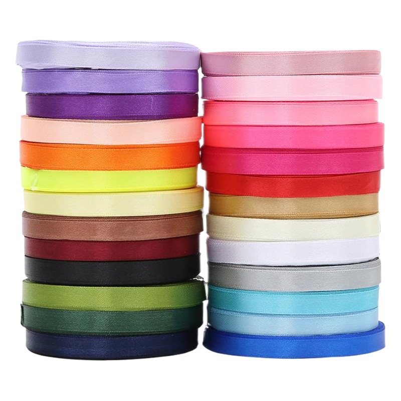 Picture of Solid color bow polyester silk ribbon bouquet wrapping paper material handmade diy gift ribbon 1cm wholesale
