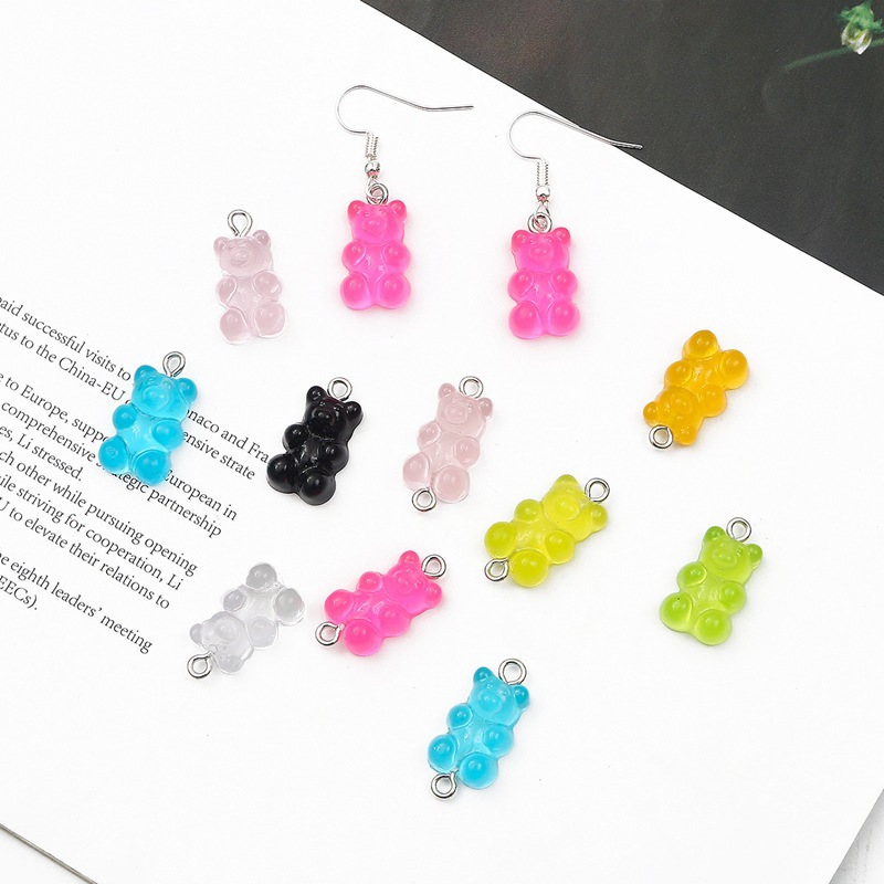 Picture of Transparent Candy Color Resin Bear Accessories Handmade DIY Homemade Bracelet Earrings Jewelry Keychain Pendant Material