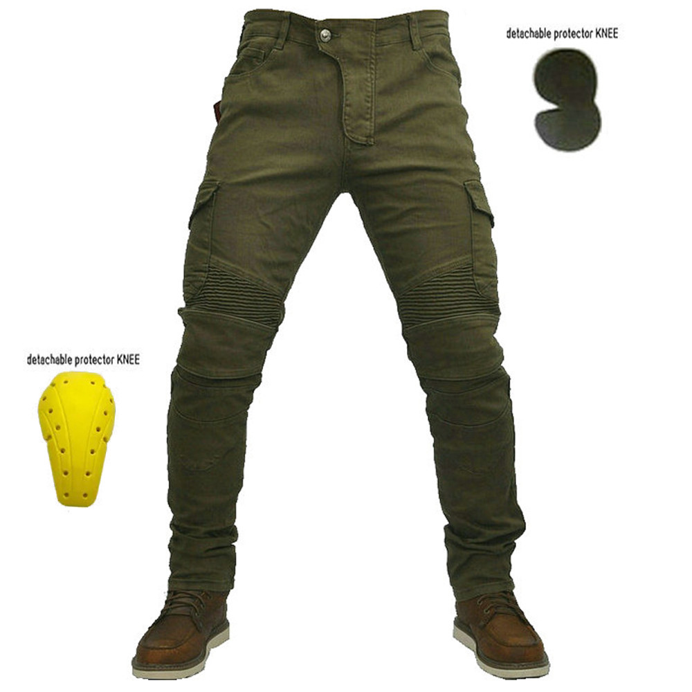 Four seasons motorcycle riding jeans racing clothing army green pants knight anti-fall pants with protective gear motorcycle pants wholesale