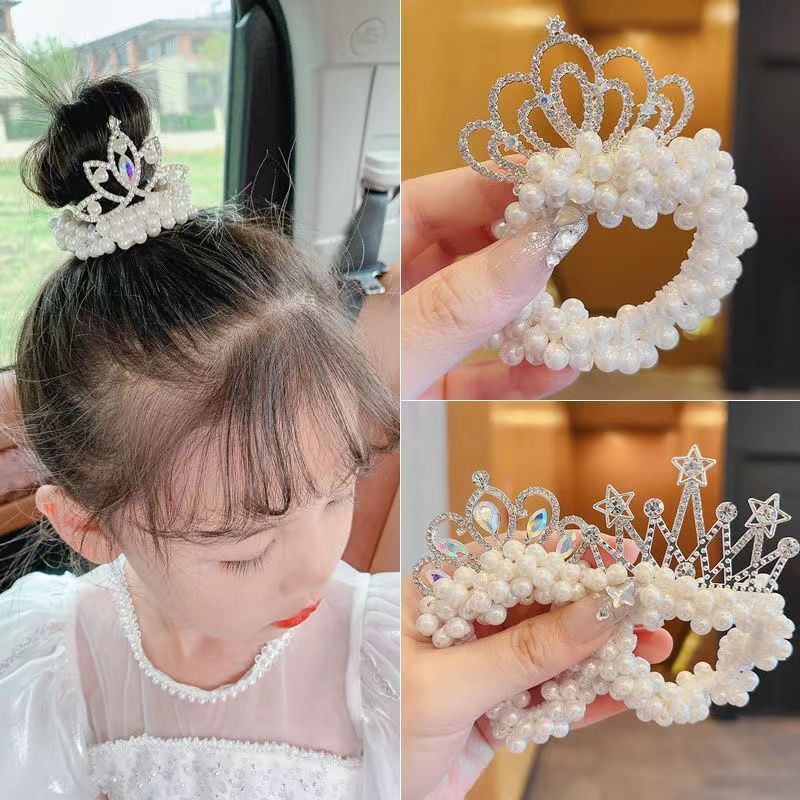 Picture of Crown headdress children's little princess headband 2023 Korean style new bead flower little girl hair tie balls