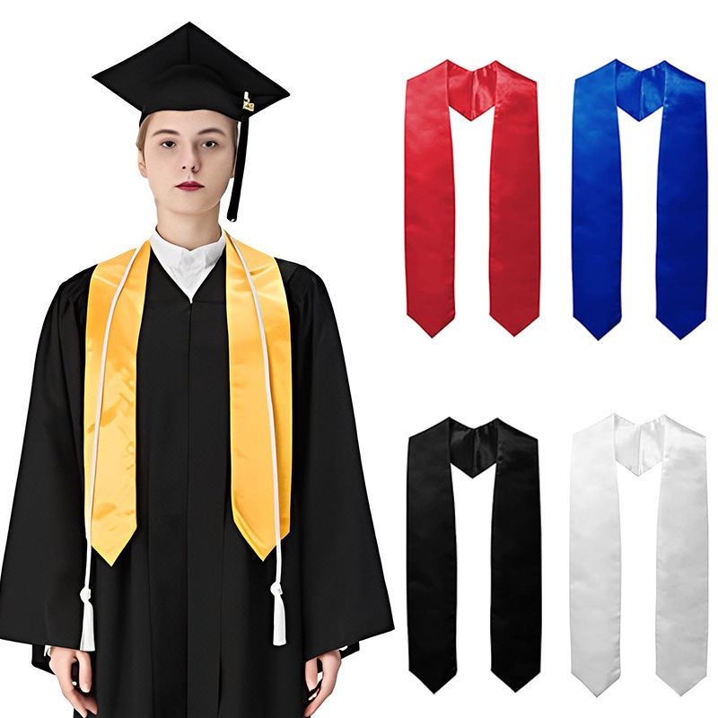 Junior Senior high school University Graduation Season Ribbon Etiquette Shoulder Strap Solid Color Graduation Etiquette Strap Honorary Award Satin Shawl