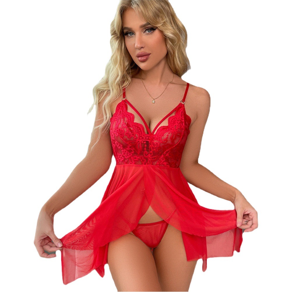 Spot Export Large Size Cross-Border Sexy Lingerie for Women Lace See-Through Sexy Pajamas One Piece Drop Shipping Sexy