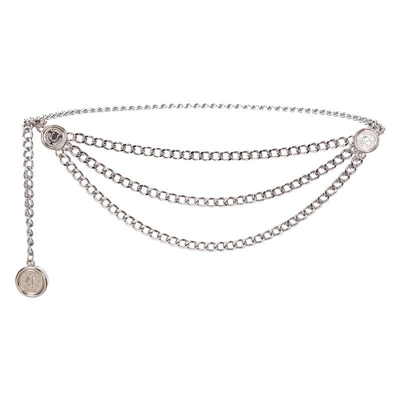 Metal Tassel Chain Fashion Waist Chain Belt Fashionable Temperament Single Circle Retro Pendant Decorative Thin Belt Women Wholesale