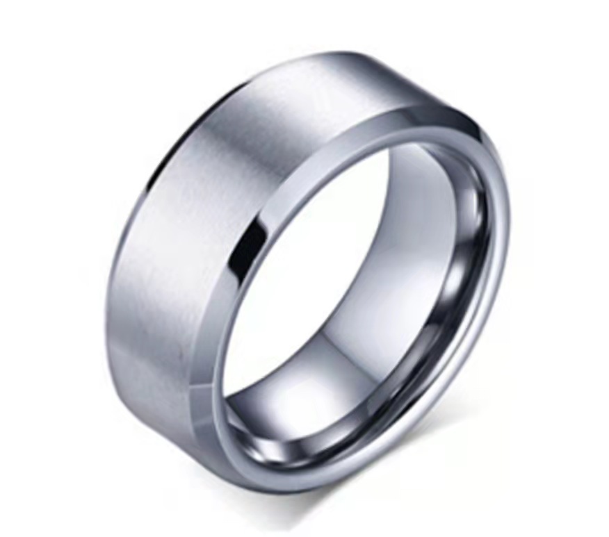 Picture of European and American Popular Stainless Steel Double Bevel Edge Frosted Glossy Ring Titanium Steel Fashion Men's Matte Brushed Wholesale
