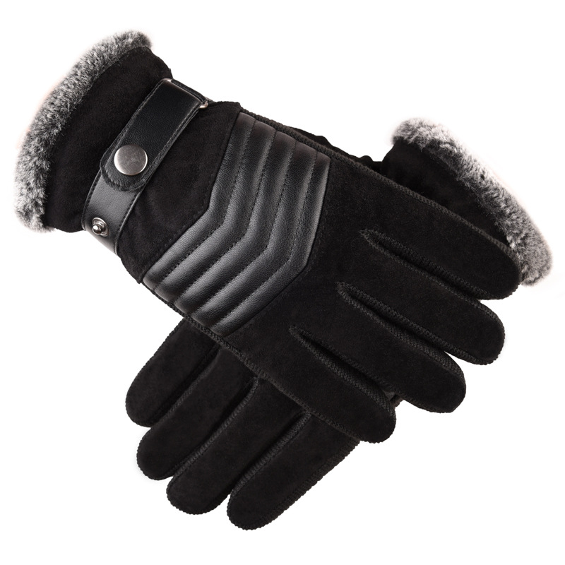 Pigskin gloves men's winter touch screen outdoor cycling sports cold warm thick plus velvet warm wholesale