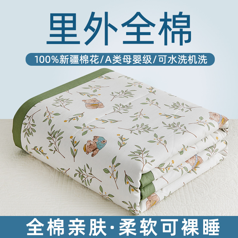 Picture of Machine washable Class A Mother and Child Pure Cotton Summer Cool Quilt Cotton Air-conditioning Quilt Children's Pure Cotton Summer Quilt Cartoon Thin Quilt Core 1