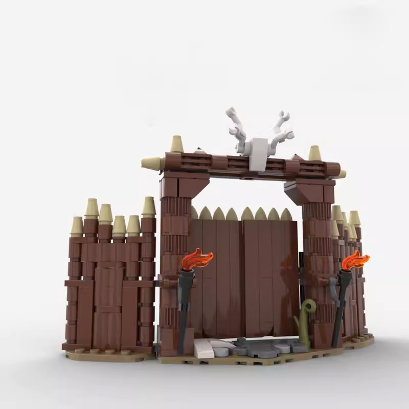 Compatible with Lego MOC-103656 Viking village gate creative building Street View assembled building blocks decoration boy