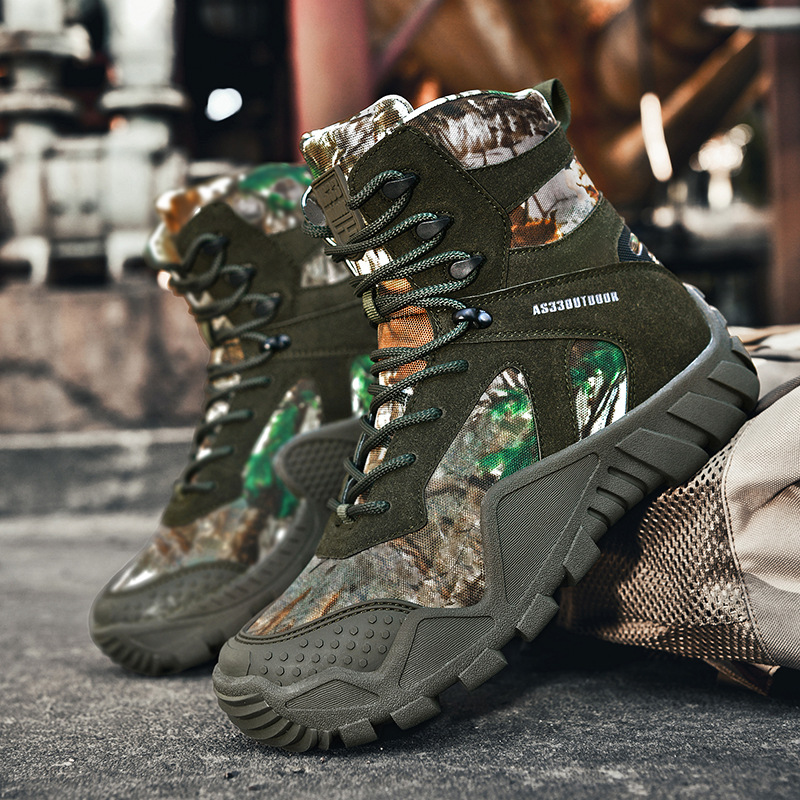 Special Forces Outdoor Hiking Wear-resistant Combat Boots Four Seasons Martin Boots Mid-top Camouflage plus size Breathable Tactical Boots