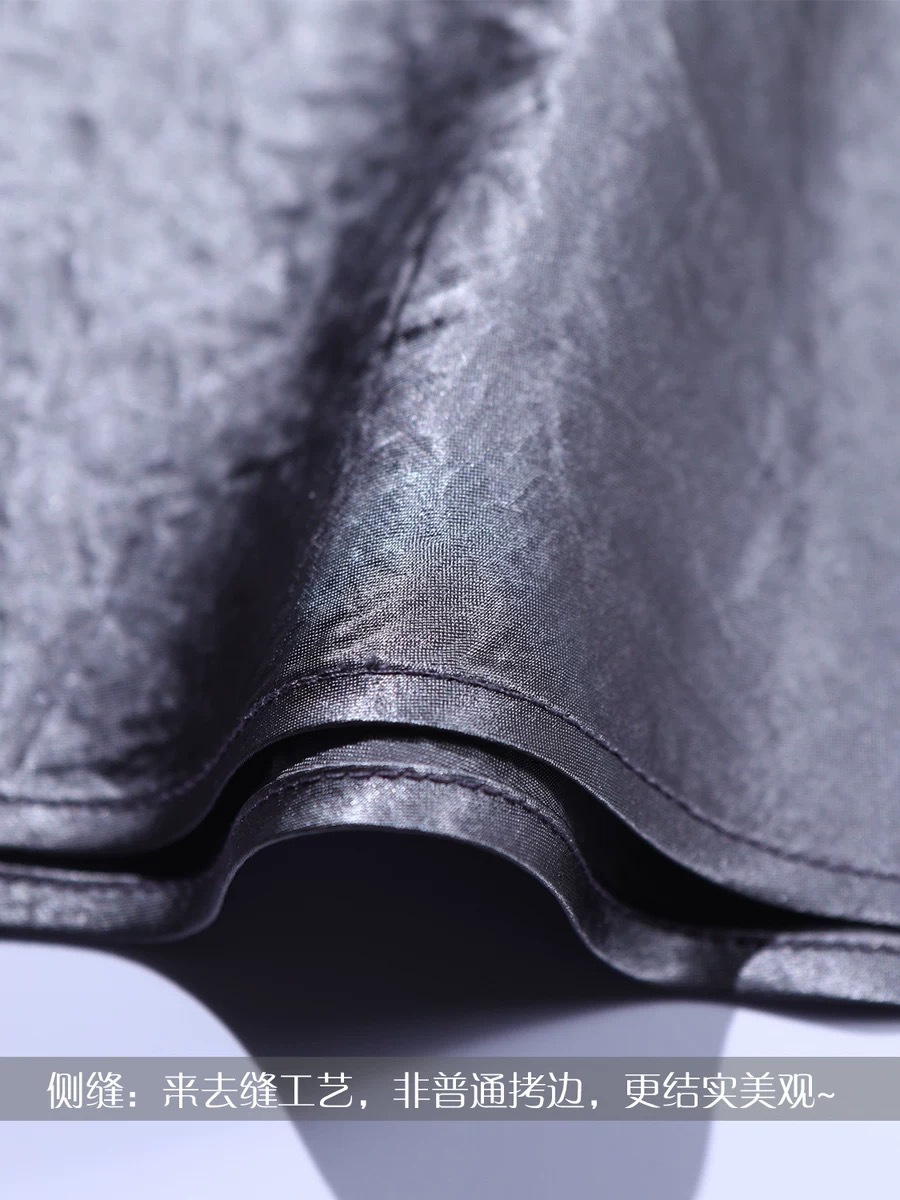 Picture of Elephant Grey Fold Texture 2025 Imported Heavy Triacetic Acid Satin Oblique Long Skirt Fishtail A