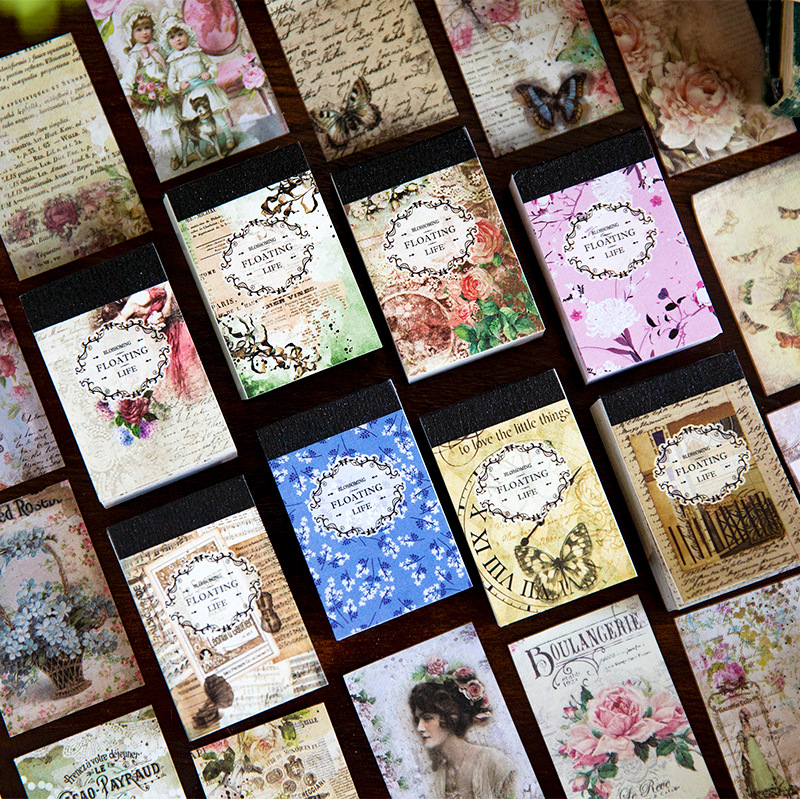 Yan Ji material this flower shadow floating series retro backing hand account material decoration spell sticker message 8
