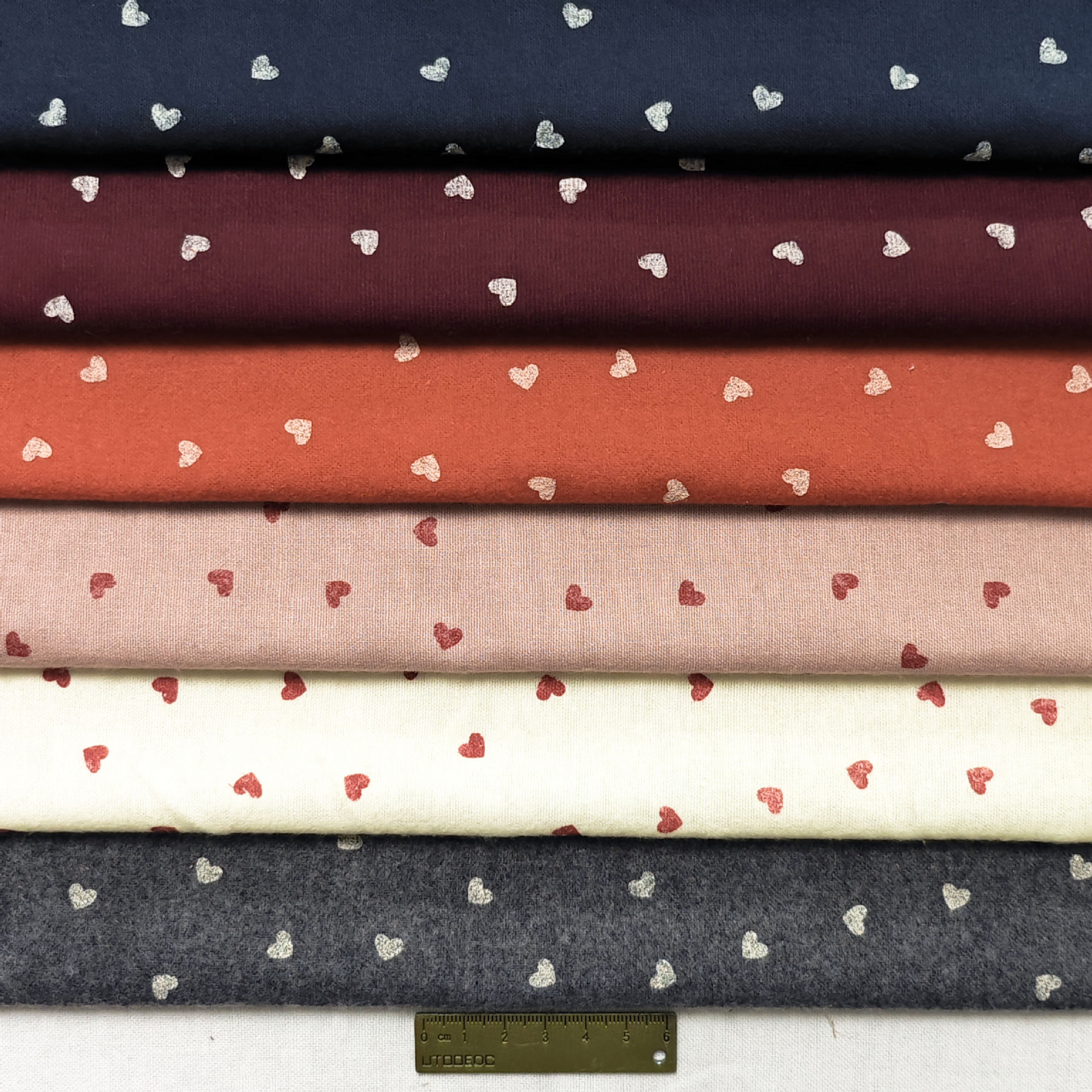 Autumn and Winter Pure Cotton Brushed Modern 0.8 Heart Printed Fabric Jacket Skirt Children's Clothing Han Dynasty Fabric Home Boutique