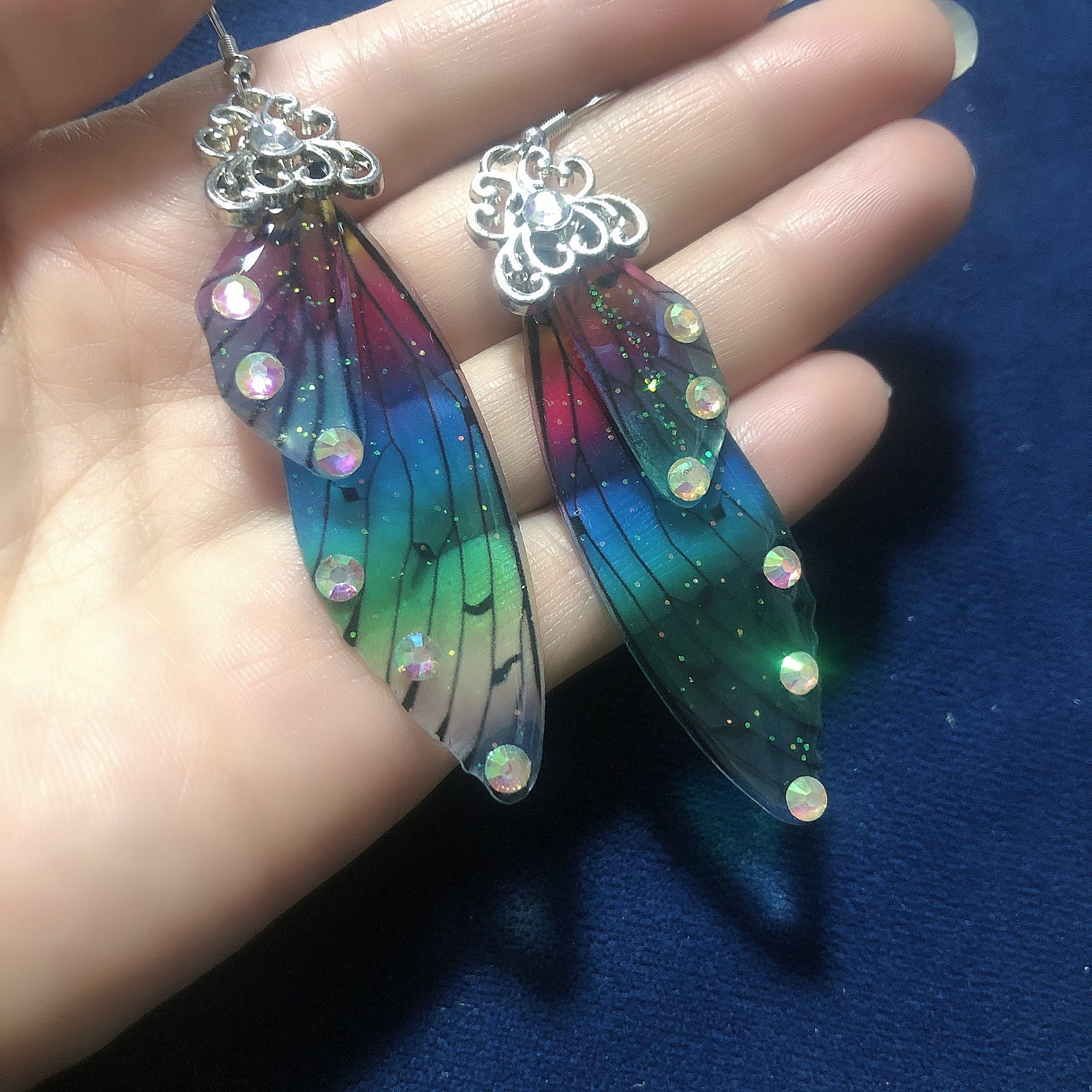 Picture of South Korea Elegant Long Butterfly Wings Bride Earrings Women's Fashion Animal Ear Studs Simulation Cicada Wings Earrings