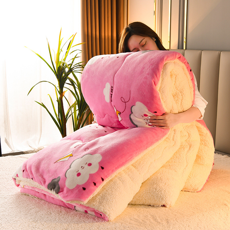 Picture of Winter Lamb Velvet Winter Quilt Thickeneded Warm Fleece-Lined Quilt Core Double Cotton Quilt Winter Single Dormitory Bed