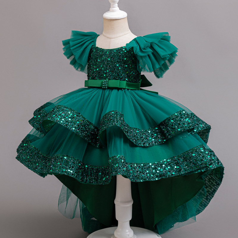 Picture of Cross-border Children's Princess Dress Sequin Trailing Dress Summer Dress European and American Girls Birthday Dinner Piano Performance dress