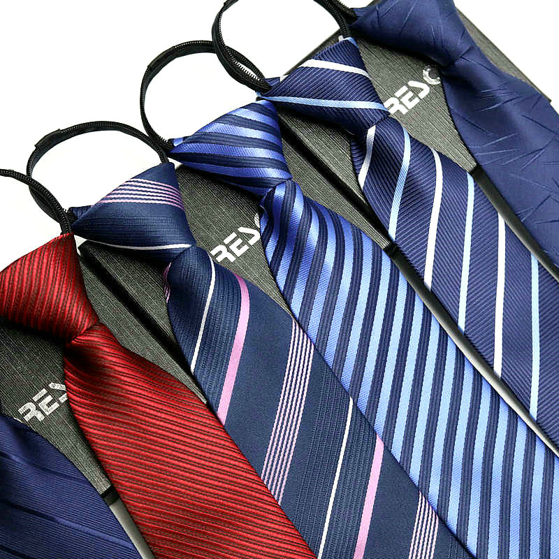 Men's business formal wear stripe free zipper wholesale lazy tie 8CM logo LOGO factory wholesale
