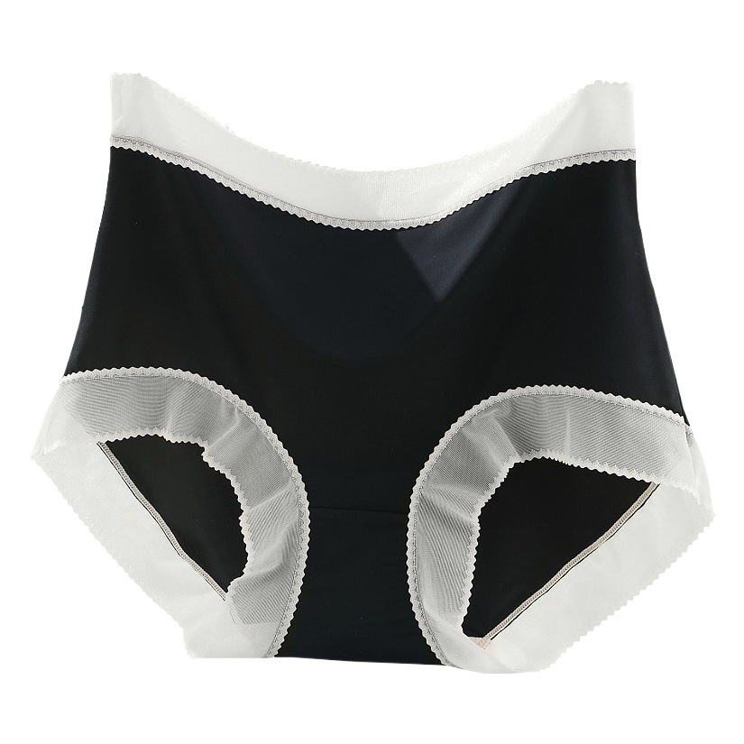 Summer new underwear women's ultra-thin ice silk plus size 200kg high waist abdomen invisible seamless lace underwear antibacterial