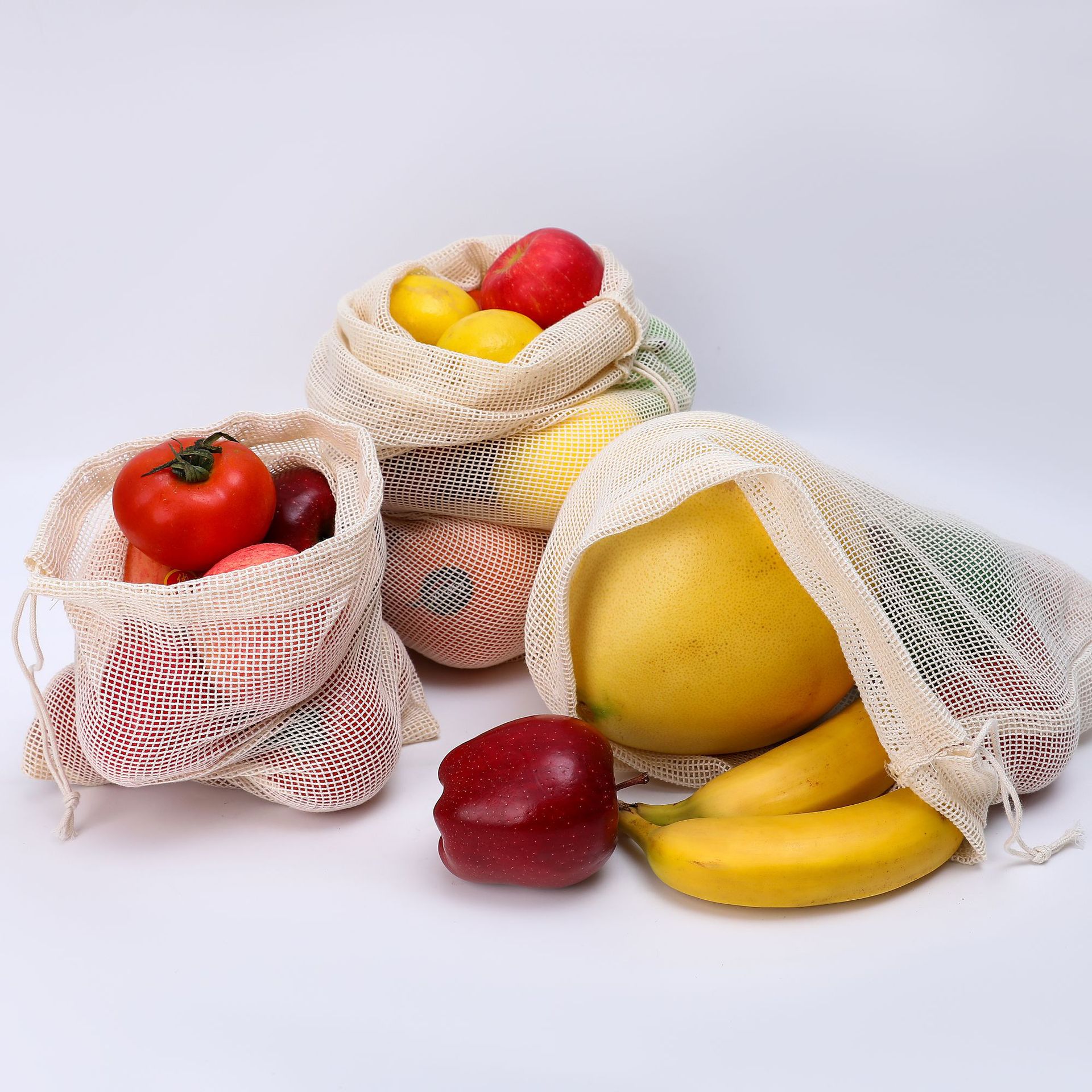 AliExpress Pure Cotton Mesh Bag Breathable Portable Fruit and Vegetable Supermarket Shopping Bag Organic Cotton Environmentally Friendly Bezel Storage Bag