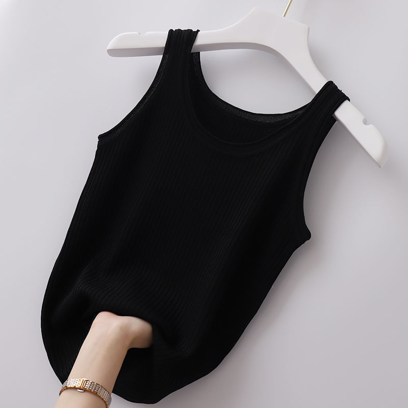Picture of I-shaped Camisole Women's Summer Outer Wear Inner Wear Thin Base White Short Sleeveless T-shirt Beauty Back Top