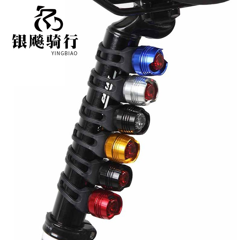 Gemstone Tail Light Road Bike Aluminum Alloy Single Eye Helmet Bicycle Warning Light Mountain Bike Riding 50g Super Bright