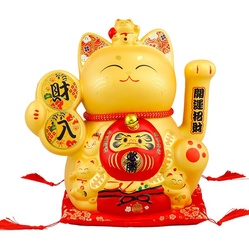 Lucid Cat Ornaments Shake Hands for Shop Opening Home Decorations Ceramic Golden New Year Gifts High-end Business Gifts