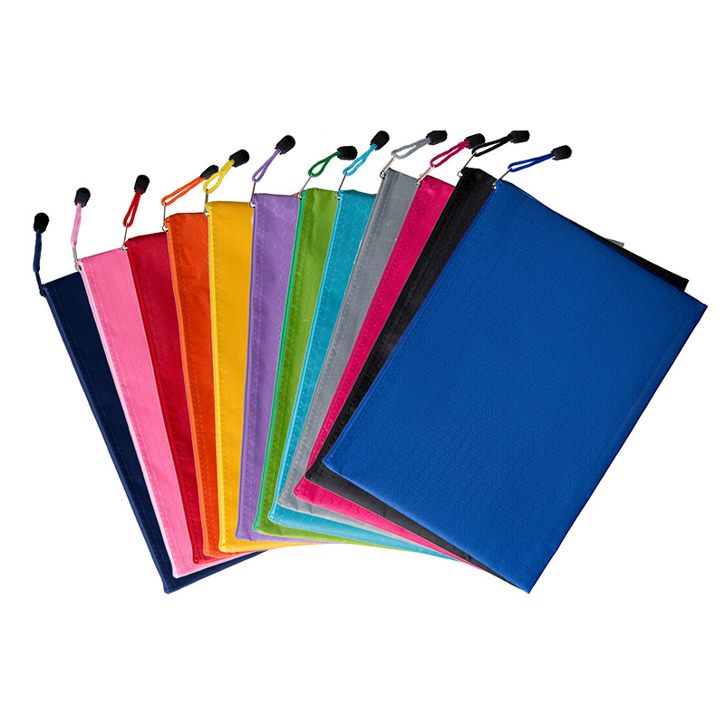 Picture of Oxford cloth football pattern zipper bag waterproof material file bag student tutorial bag a4 file bag printable logo