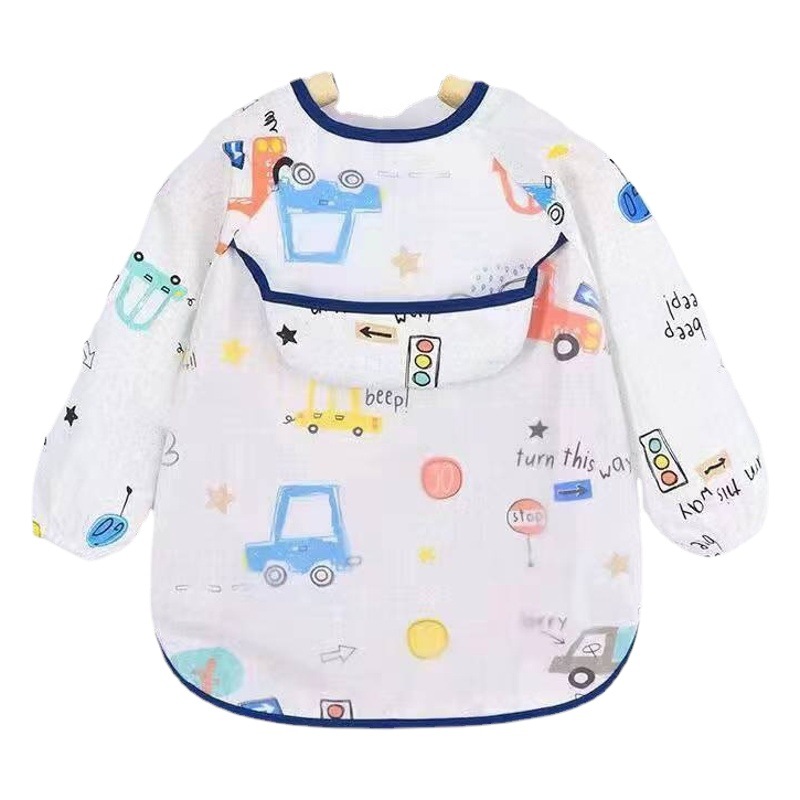 Baby's Dining Overalls Waterproof Anti-Dirty Pure Cotton Spring and Autumn Baby Bib Boys and Girls Anti-Wear Clothing Children's Apron