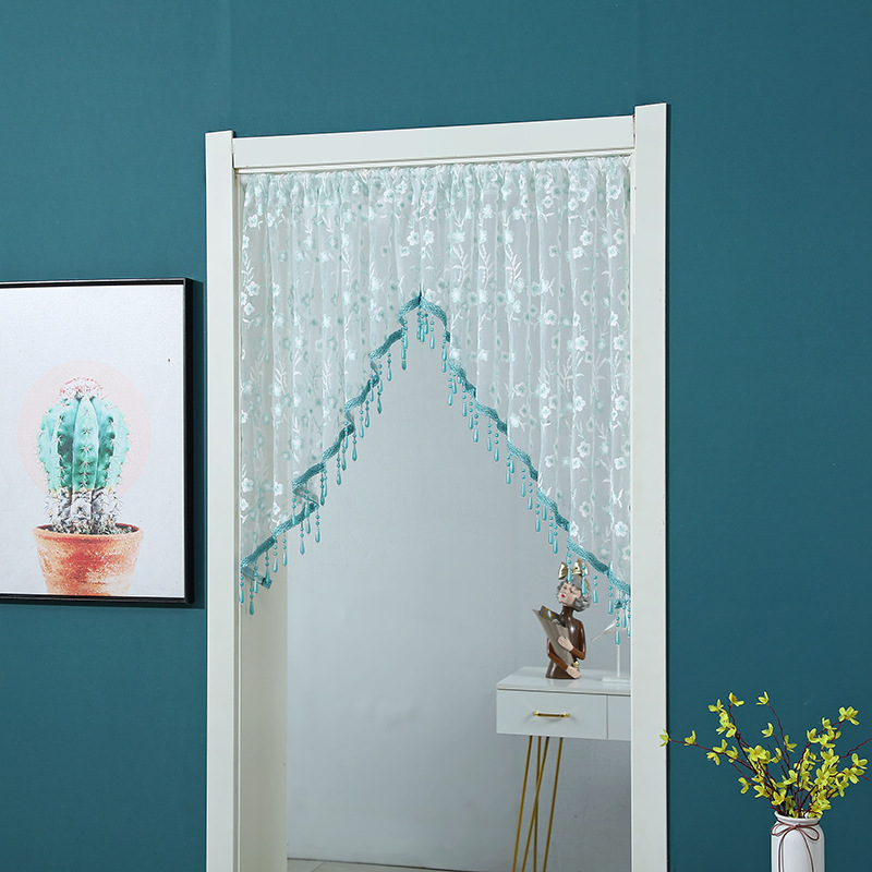 Picture of American Style Light Luxury Pendant Gauze Curtain Non-perforated Door Curtain Embroidered Half Triangle Curtain New Style Bedroom Entrance Partition Decoration