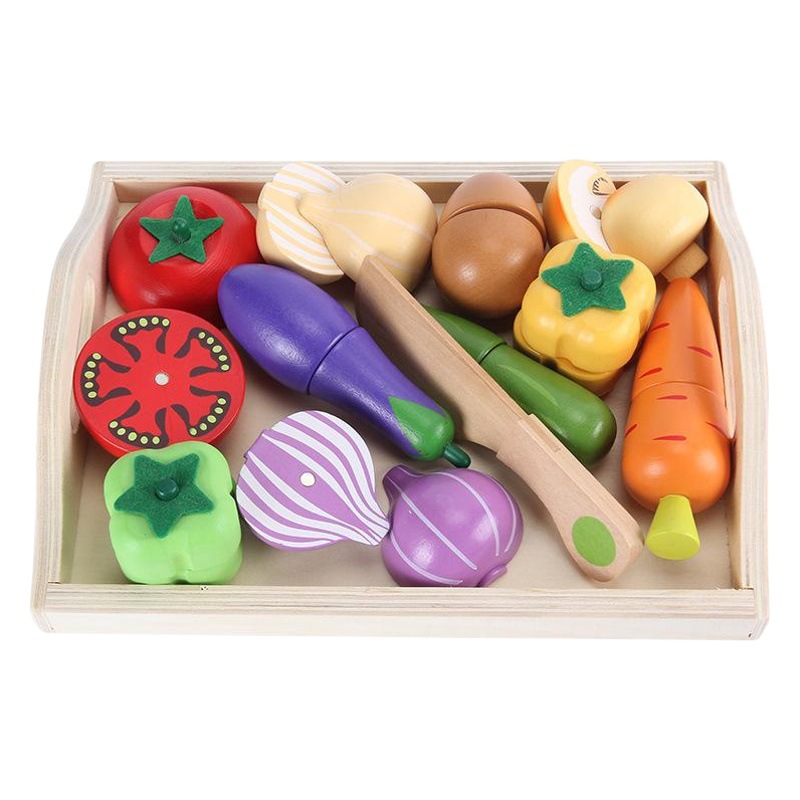 Children's wooden simulation kitchen toys fruits and vegetables cut to see boys and girls enlightenment teaching aids wholesale