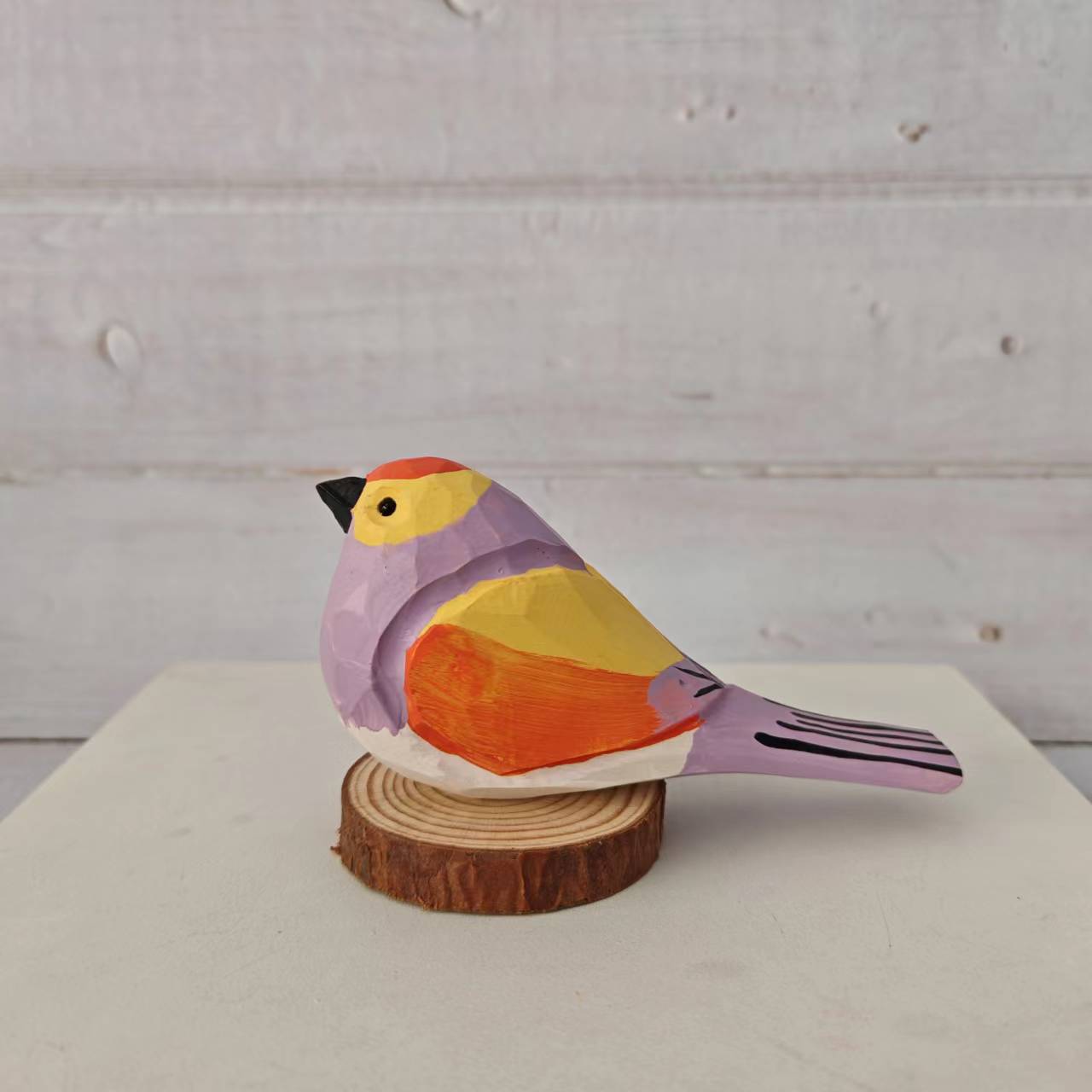 Picture of Bird Wood Carved Ornaments Cute Children's Toys Birthday Gift Hand Carved Colored Healing Desktop Ornaments Animals