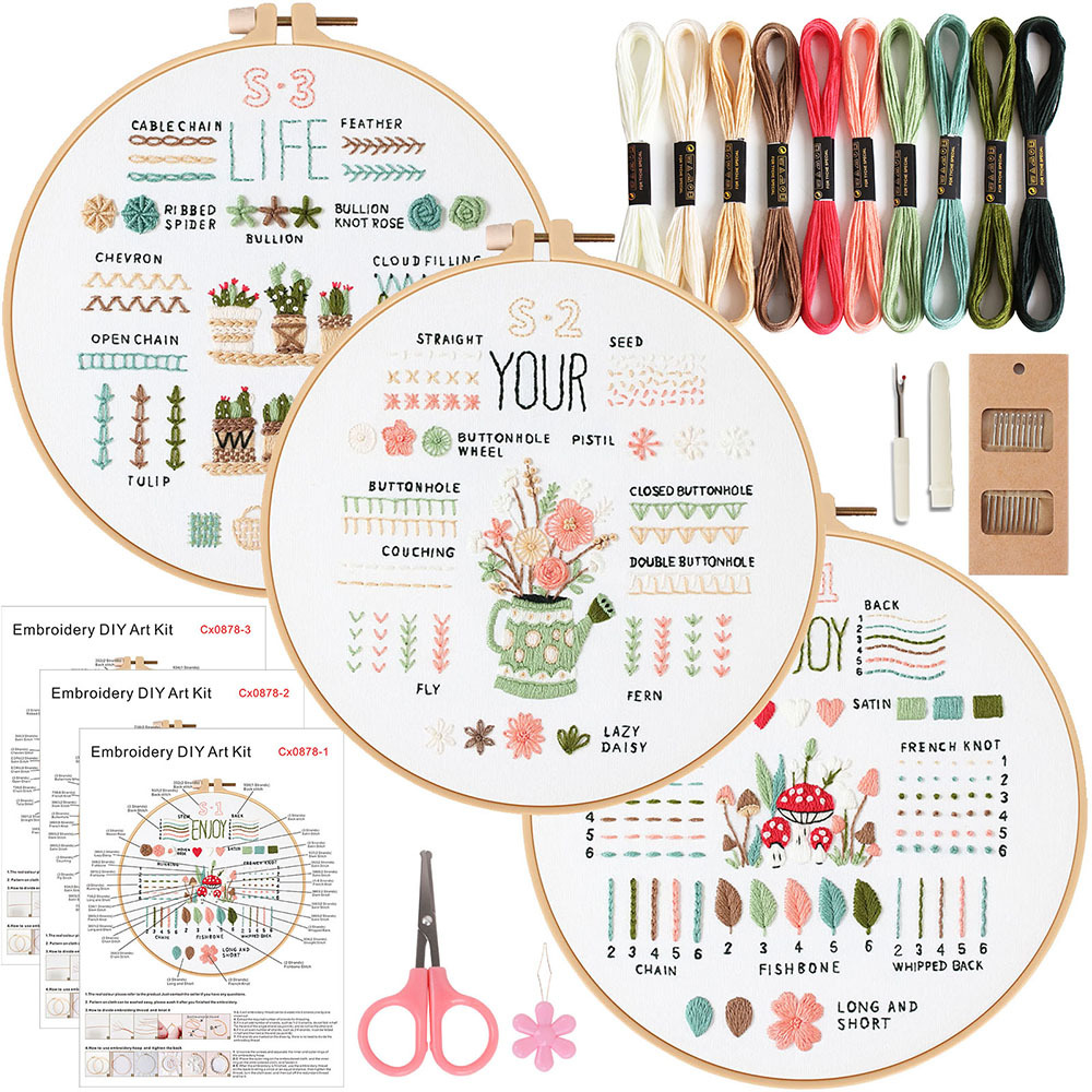 Embroidery diy handmade material bag Amazon best selling cross-border English beginners practice stitch kit II