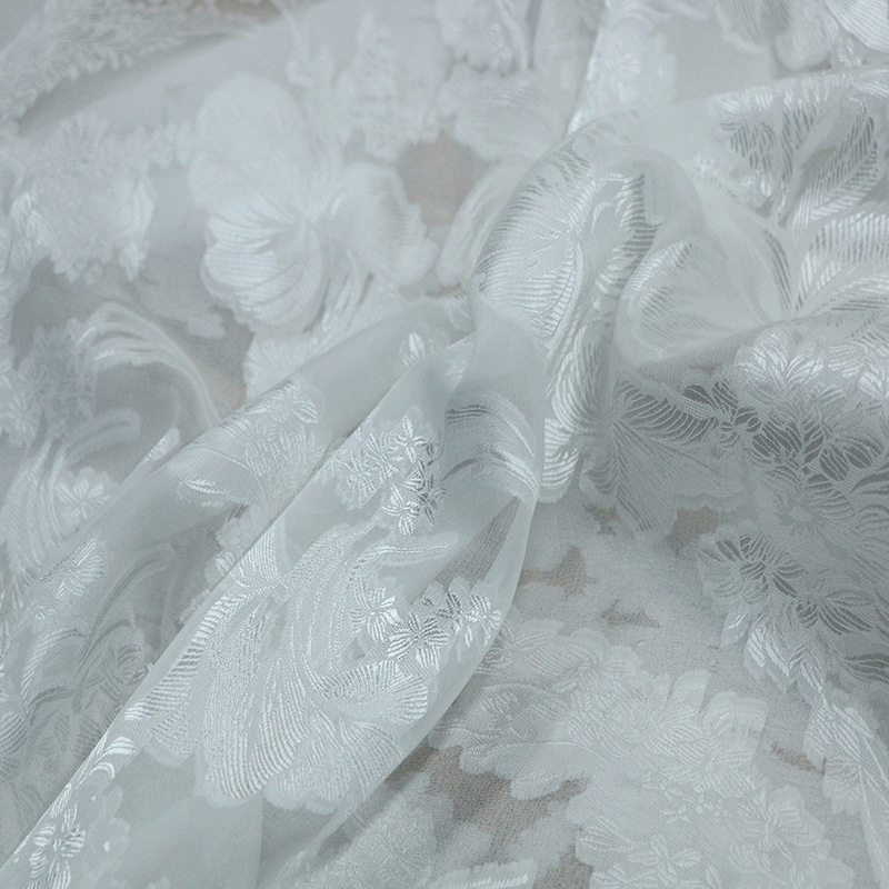 Factory direct 25 years spring and summer new silk sticky jacquard cut fabric thin elegant silk fabric in stock
