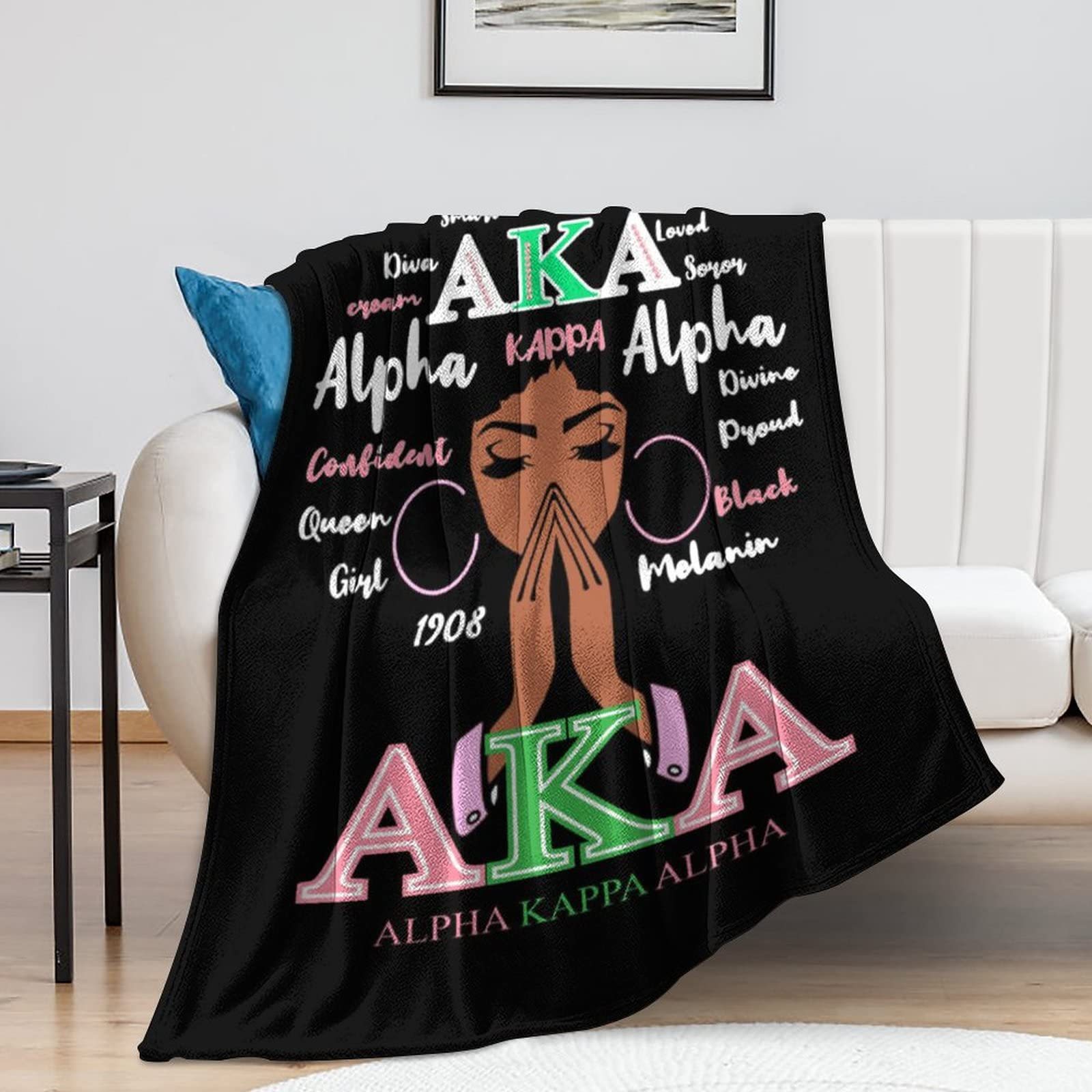 Picture of Cross Border AKA Girl Blanket Sorority Gift Soft Flannel Blanket Sisterhood Blanket for Women