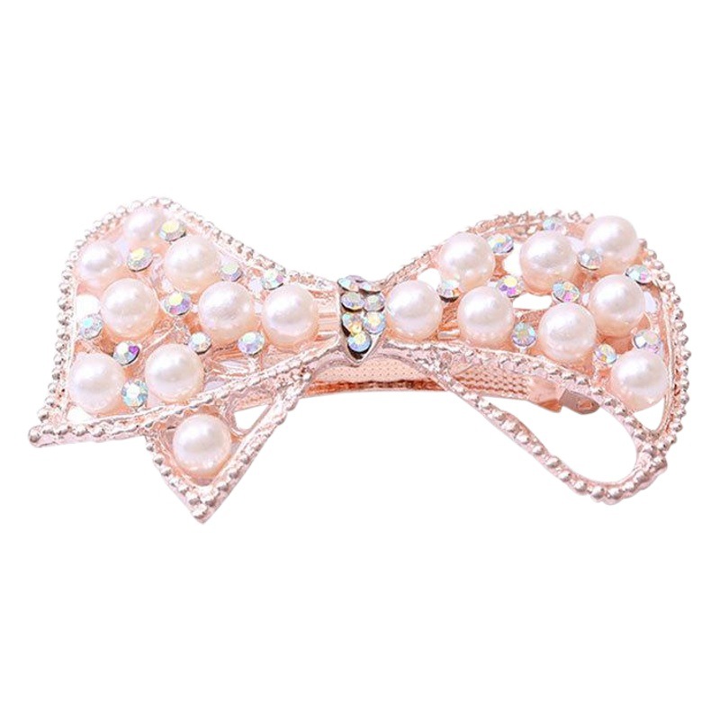 Small Butterfly Rhinestone Hairpin Headdress Pearl Hairpin Street Stall Bow Tie Alloy Spring Clip Small Commodity Wholesale