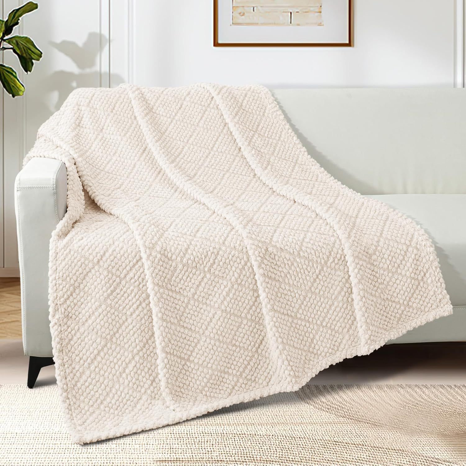 Picture of Cross-Border Mesh Corn Grain Flannel Blanket, Thickened and Fleece-Lined, Suitable for Office Nap, Skin-Friendly, Ultra-Soft Blanket