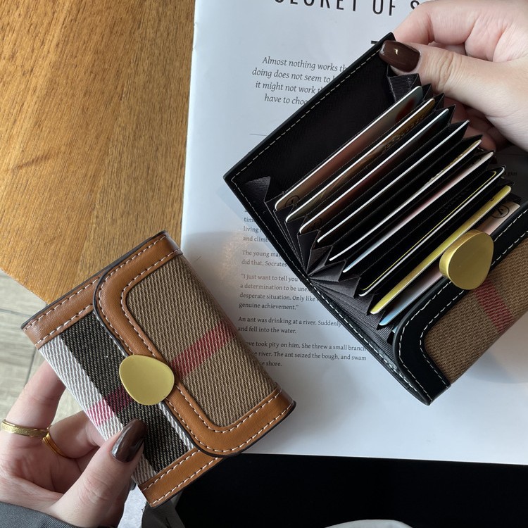 Picture of Plaid Canvas Women's Card Bag 2024 Fall/Winter New Internet Celebrity Hot Style Ins Retro Multi-Card Change Coin Holder