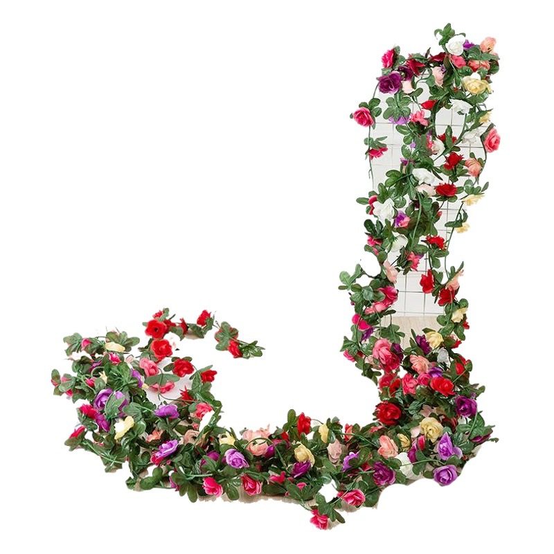 Yilun Cross-Border Artificial Flower 45-Head Rose Vine Wedding Home Arch Pendant Decoration Artificial Flower Peony Flower Vine