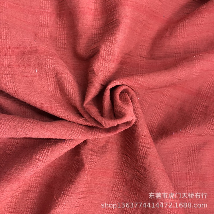 Spring and summer woven cotton sandwash cotton jacquard double stripe wrinkled jacquard fabric fashion shirt dress fabric