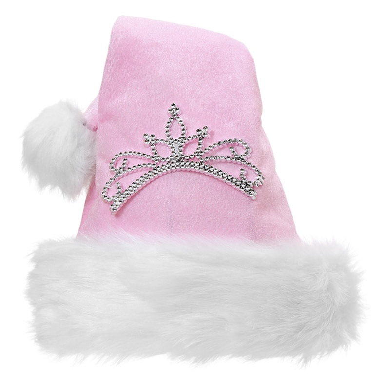 Spring morning new Christmas decorations new festival clothing dress up adult pink crown Christmas plush hat