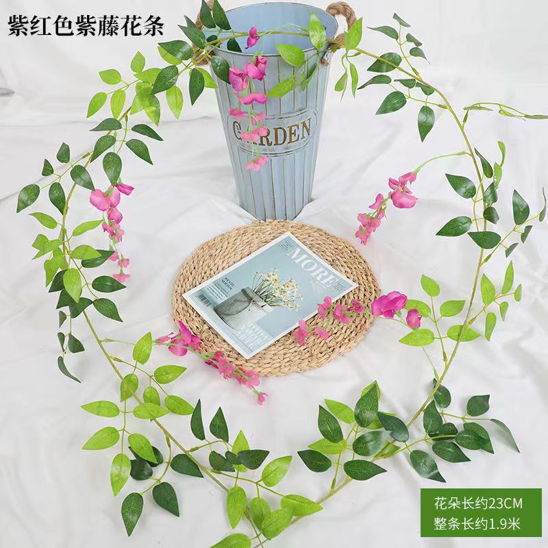 Picture of Simulation wisteria flower false Flower Vine decorative flower winding hanging flower plastic flower Vine string flower plant pipe shading flower