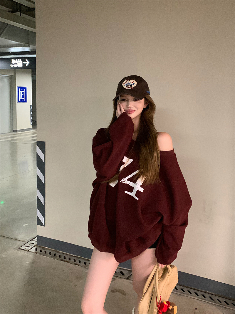 Picture of Letter Printing Long-sleeved Sweatshirt Coat Women's Autumn American Style Hot Girl Loose Design All-match Pullover Top
