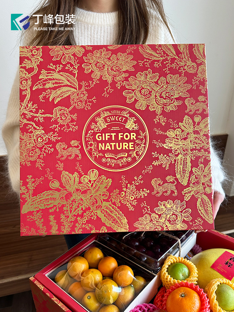 Ding Feng Guochao Element Universal Packaging Box Fruit New Year 4.00 kg-5.00 kg Kirin Bronzing Gift Box