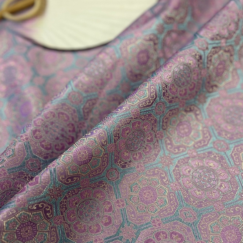 Picture of Pink Blue Small Baoxinghua New Brocade Imitation Song Brocade Fabric New Chinese Style National Style Brocade Vest Jacket Fabric