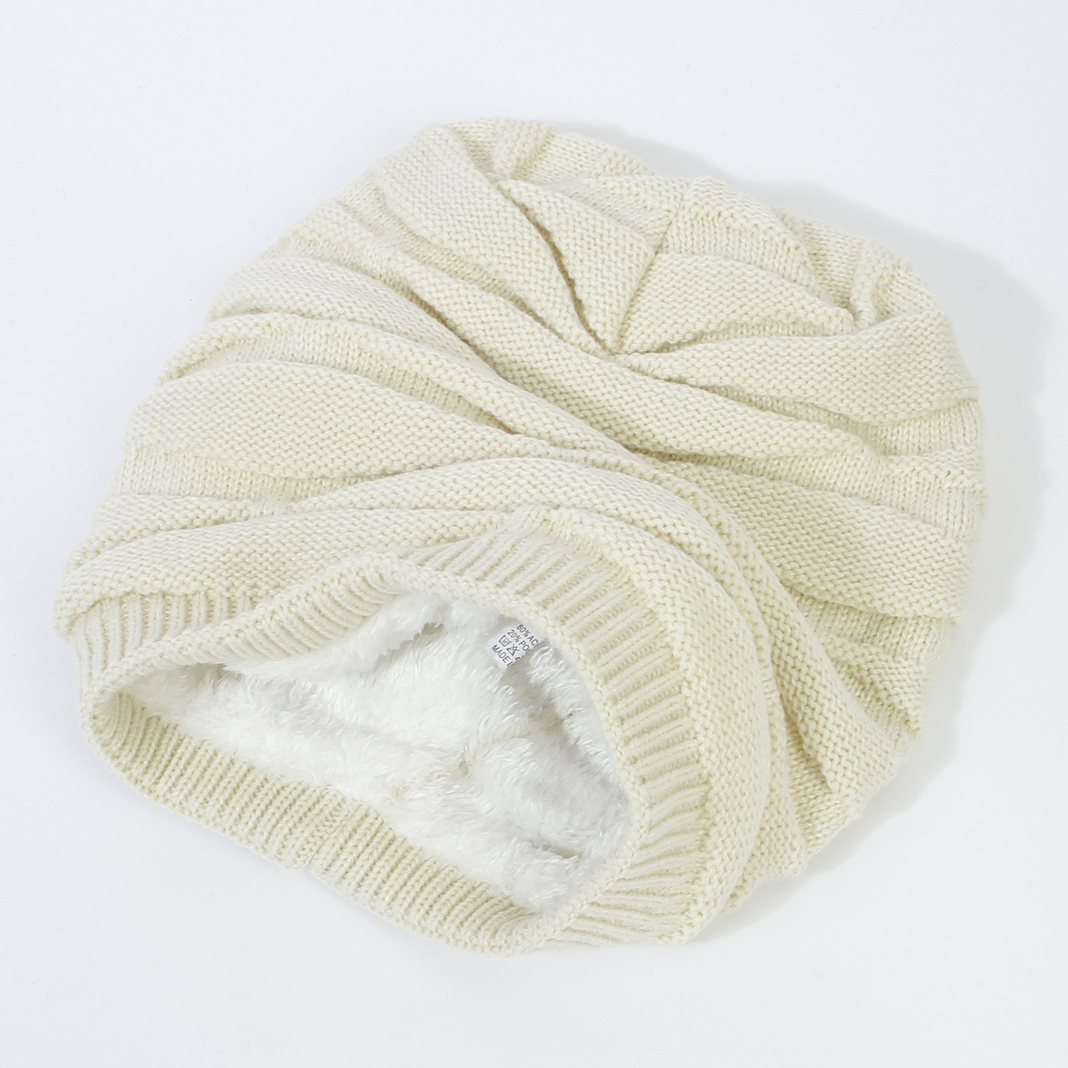 Picture of Women's Knitted Hat Winter Fleece Scarf Hat Set Diamond Knitted Wool Hat Scarf Two-Piece Set for Men