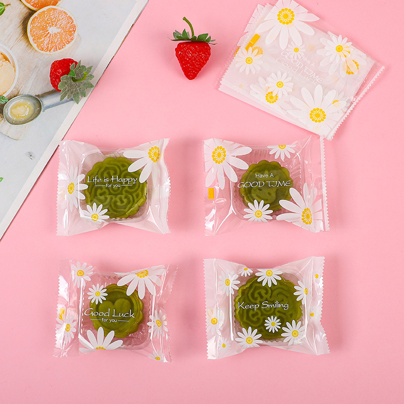 Picture of Original transparent white background Daisy snowflake crisp packaging bag cookie pastry bag moon cake machine sealing bag 100 pcs