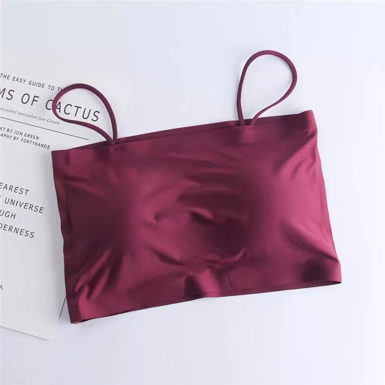 Picture of Ice Silk One-word Wrap Chest Anti-slip Underwear Girls Sexy Strapless Bottoming Sling Small Vest Women's Inner Wear Thin