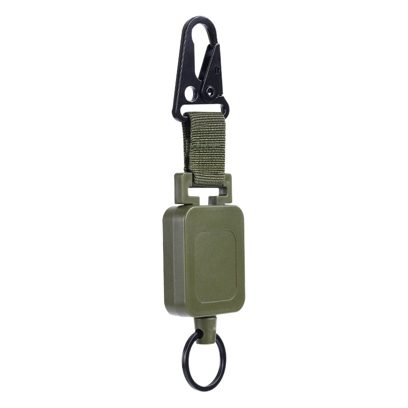 Outdoor Fishing Luya Telescopic Easy Pull Buckle Army Green Eagle Buckle Belt Back Clip Steel Wire High Strength Ribbon Easy to Pull