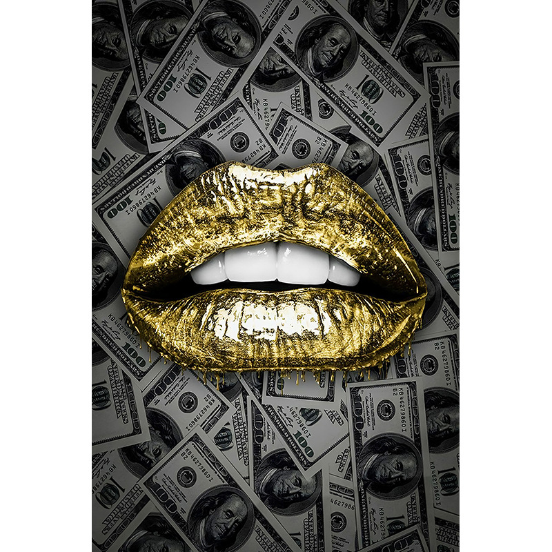 Picture of Foreign Trade Hanging Painting Cross-border Trend Graffiti Lips Decorative Painting Poster Modern Light Luxury Creative Art Oil Canvas Painting Core