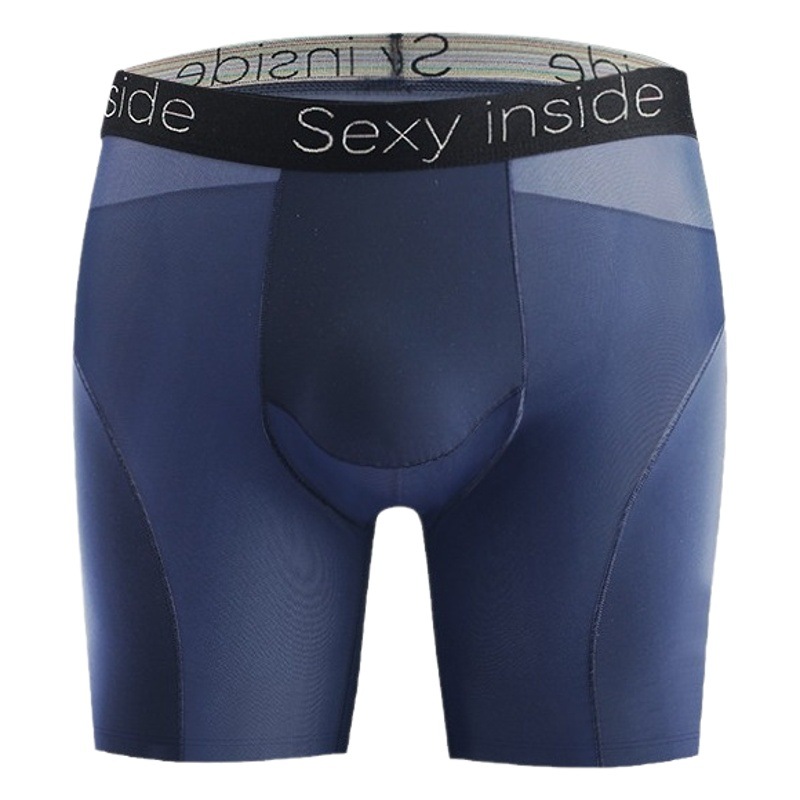Men's Ice Silk Sports Underwear Men's Boxer Pants Non-marking Anti-abrasion Leg Long Leg Running Breathable Quick-drying Longer Boxer Pants