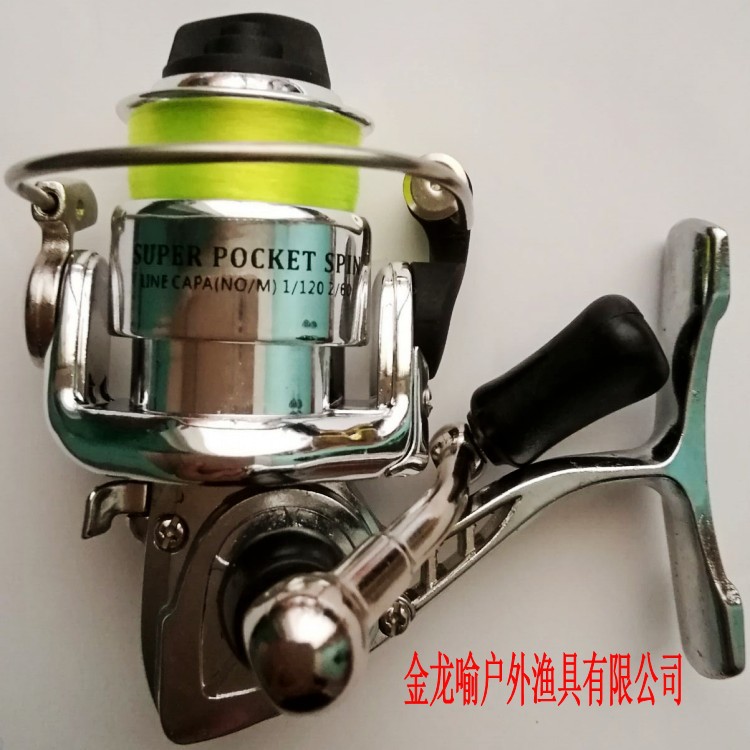 Picture of Factory wholesale fishing line wheel hand-cranked mini 100 type metal body ultra small spinning wheel regular feet fishing rod