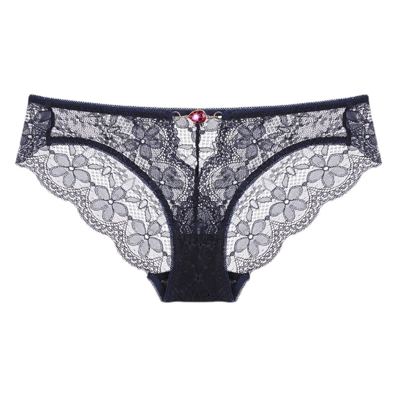 Diamond V-shaped Premium Fan Ting Lace Sexy Ladies Briefs Transparent Temptation Low Waist Women's Breathable and Charming Underwear